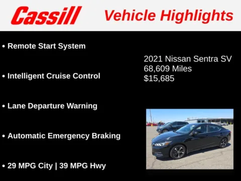 Another view of 2021 Nissan Sentra SV for sale in Cedar Rapids, IA at Cassill Motors