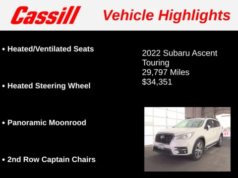 Another view of 2022 Subaru Ascent Touring for sale in Cedar Rapids, IA at Cassill Motors