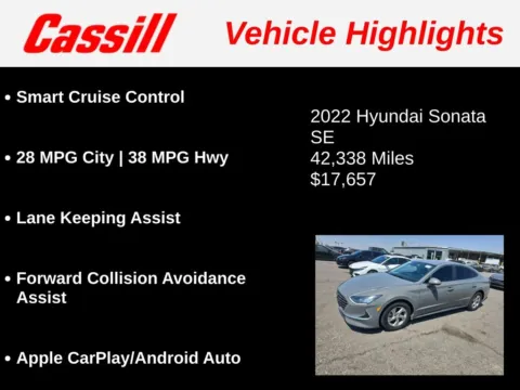 Another view of 2022 Hyundai Sonata SE for sale in Cedar Rapids, IA at Cassill Motors