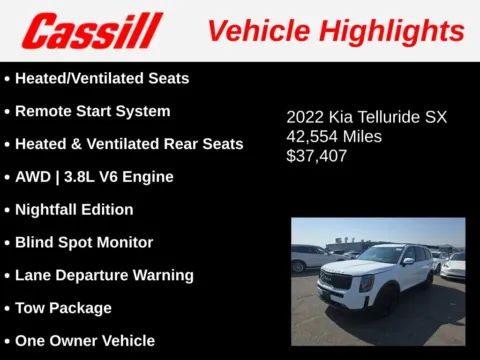 Another view of 2022 Kia Telluride SX for sale in Cedar Rapids, IA at Cassill Motors