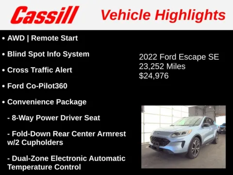Another view of 2022 Ford Escape SE for sale in Cedar Rapids, IA at Cassill Motors