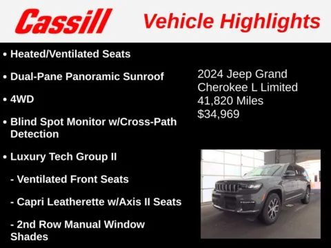 Another view of 2024 Jeep Grand Cherokee L Limited for sale in Cedar Rapids, IA at Cassill Motors
