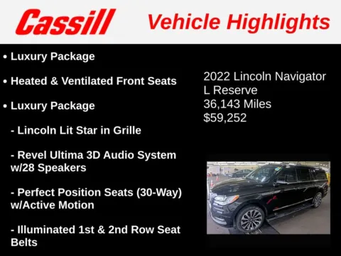 Another view of 2022 Lincoln Navigator L L Reserve for sale in Cedar Rapids, IA at Cassill Motors