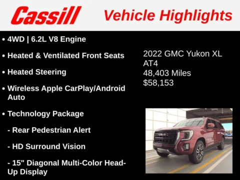 Another view of 2022 GMC Yukon XL AT4 for sale in Cedar Rapids, IA at Cassill Motors