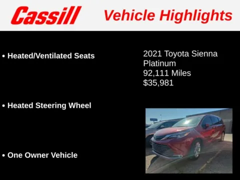 Another view of 2021 Toyota Sienna Platinum for sale in Cedar Rapids, IA at Cassill Motors