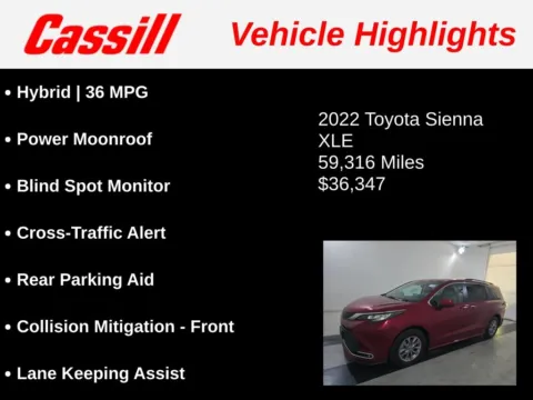 Another view of 2022 Toyota Sienna XLE for sale in Cedar Rapids, IA at Cassill Motors