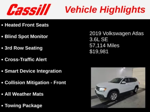 Another view of 2019 Volkswagen Atlas 3.6L V6 SE for sale in Cedar Rapids, IA at Cassill Motors