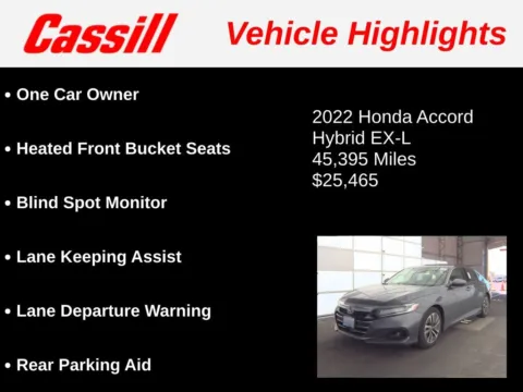 Another view of 2022 Honda Accord Hybrid EX-L for sale in Cedar Rapids, IA at Cassill Motors