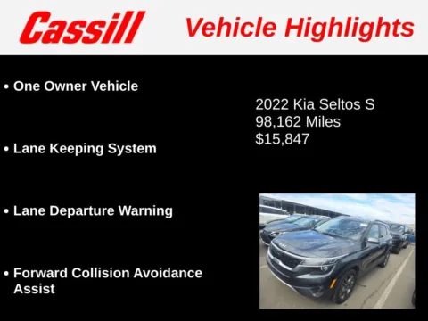 Another view of 2022 Kia Seltos S for sale in Cedar Rapids, IA at Cassill Motors