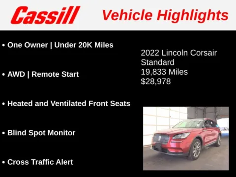 Another view of 2022 Lincoln Corsair Standard for sale in Cedar Rapids, IA at Cassill Motors