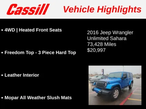 Another view of 2016 Jeep Wrangler Unlimited Sahara for sale in Cedar Rapids, IA at Cassill Motors