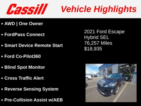 Another view of 2021 Ford Escape Hybrid SEL for sale in Cedar Rapids, IA at Cassill Motors