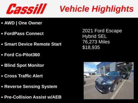 Another view of 2021 Ford Escape Hybrid SEL for sale in Cedar Rapids, IA at Cassill Motors