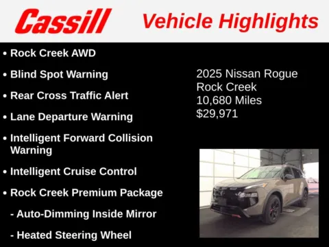 Another view of 2025 Nissan Rogue Rock Creek for sale in Cedar Rapids, IA at Cassill Motors