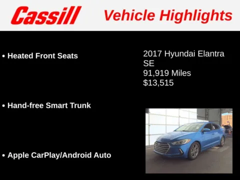 Another view of 2017 Hyundai Elantra SE for sale in Cedar Rapids, IA at Cassill Motors