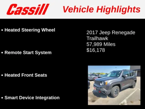 Another view of 2017 Jeep Renegade Trailhawk for sale in Cedar Rapids, IA at Cassill Motors