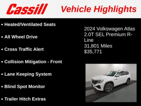 Another view of 2024 Volkswagen Atlas 2.0T SEL Premium R-Line for sale in Cedar Rapids, IA at Cassill Motors