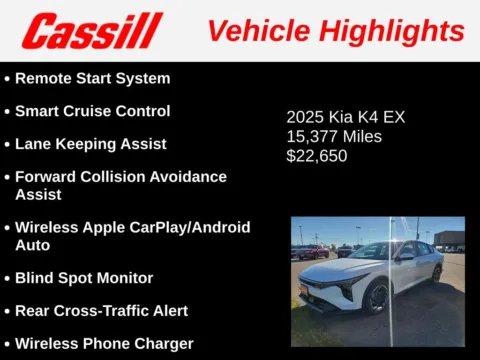 Another view of 2025 Kia K4 EX for sale in Cedar Rapids, IA at Cassill Motors