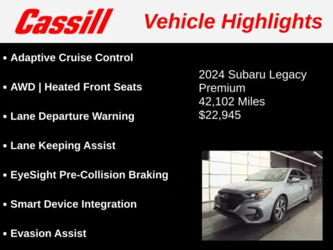 Another view of 2024 Subaru Legacy Premium for sale in Cedar Rapids, IA at Cassill Motors