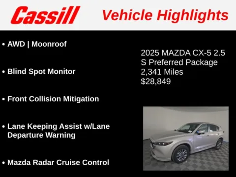 Another view of 2025 Mazda CX-5 2.5 S Preferred Package for sale in Cedar Rapids, IA at Cassill Motors