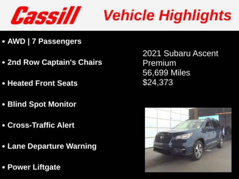 Another view of 2021 Subaru Ascent Premium for sale in Cedar Rapids, IA at Cassill Motors