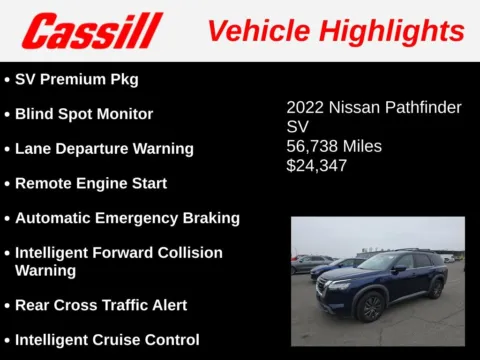 Another view of 2022 Nissan Pathfinder SV for sale in Cedar Rapids, IA at Cassill Motors