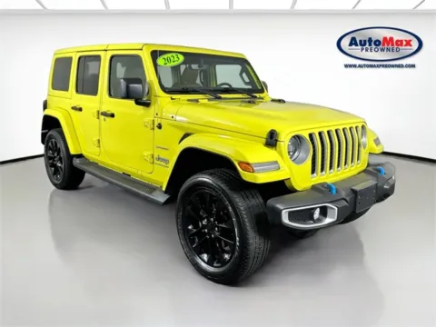 Yellow 2023 Jeep Wrangler Sahara 4xe for sale in Framingham, MA