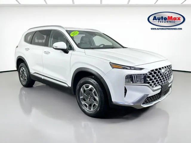 White 2022 Hyundai Santa Fe Hybrid Blue for sale in Framingham, MA