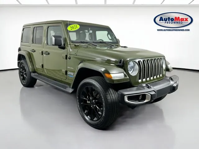 Green 2021 Jeep Wrangler Unlimited Sahara 4xe for sale in Marlborough, MA
