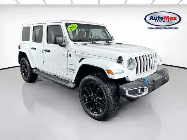 White 2023 Jeep Wrangler Sahara 4xe for sale in Marlborough, MA