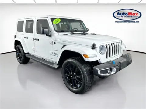 White 2023 Jeep Wrangler Sahara 4xe for sale in Marlborough, MA