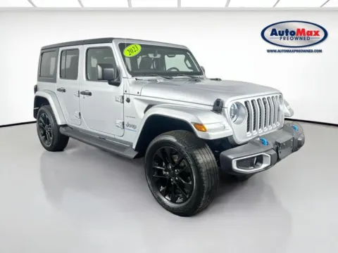 Silver 2023 Jeep Wrangler Sahara 4xe for sale in Marlborough, MA