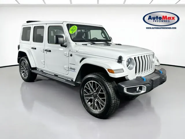 White 2023 Jeep Wrangler Sahara 4xe for sale in Marlborough, MA