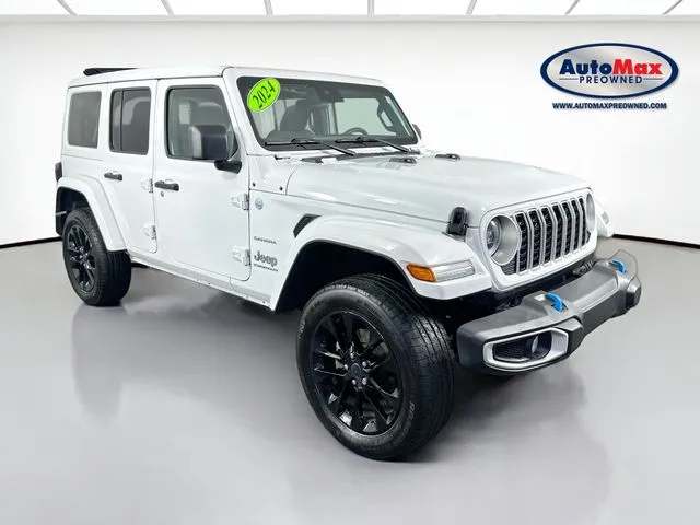 White 2024 Jeep Wrangler Sahara 4xe for sale in Marlborough, MA