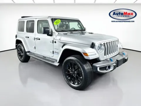 Silver 2023 Jeep Wrangler Sahara 4xe for sale in Marlborough, MA