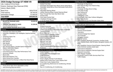 Photos of 2026 Dodge Durango GT HEMI V8 for sale in Florissant, MO at Clement Chrysler Dodge Jeep Ram Florissant
