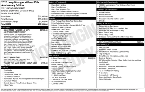 Photos of 2026 Jeep Wrangler 85th Anniversary Edition for sale in Florissant, MO at Clement Chrysler Dodge Jeep Ram Florissant