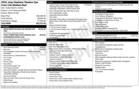 Photos of 2026 Jeep Gladiator Shadow Ops for sale in Florissant, MO at Clement Chrysler Dodge Jeep Ram Florissant