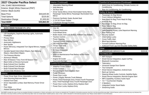 Photos of 2027 Chrysler Pacifica Select for sale in Florissant, MO at Clement Chrysler Dodge Jeep Ram Florissant
