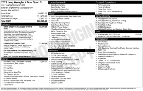 Photos of 2027 Jeep Wrangler Sport S for sale in Florissant, MO at Clement Chrysler Dodge Jeep Ram Florissant