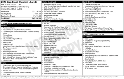 Photos of 2027 Jeep Grand Cherokee L Laredo for sale in Florissant, MO at Clement Chrysler Dodge Jeep Ram Florissant