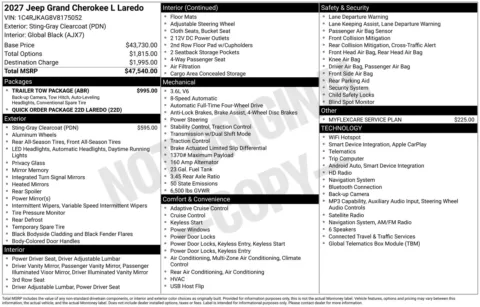 Photos of 2027 Jeep Grand Cherokee L Laredo for sale in Florissant, MO at Clement Chrysler Dodge Jeep Ram Florissant
