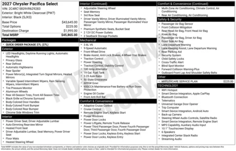 Photos of 2027 Chrysler Pacifica Select for sale in Florissant, MO at Clement Chrysler Dodge Jeep Ram Florissant