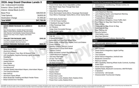 Photos of 2026 Jeep Grand Cherokee Laredo X for sale in Florissant, MO at Clement Chrysler Dodge Jeep Ram Florissant