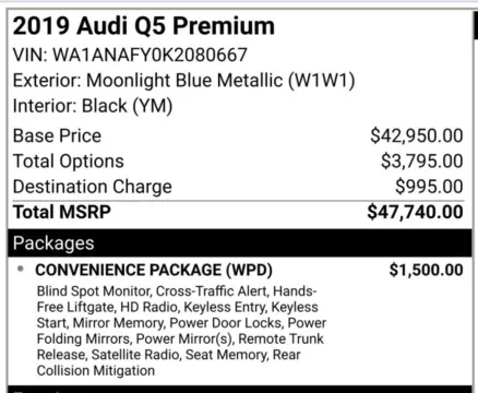 Photos of 2019 Audi Q5 2.0T Premium for sale in Carmel, IN at Carmel Auto Gallery