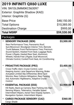 Photos of 2019 INFINITI QX60 LUXE for sale in Carmel, IN at Carmel Auto Gallery