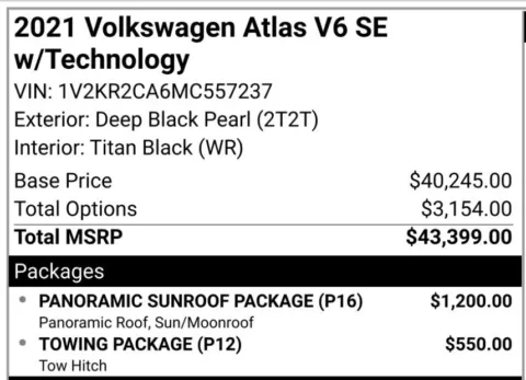 Photos of 2021 Volkswagen Atlas 3.6L V6 SE w/Technology for sale in Carmel, IN at Carmel Auto Gallery