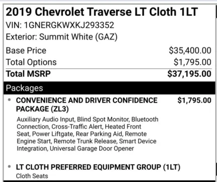 Photos of 2019 Chevrolet Traverse LT for sale in Carmel, IN at Carmel Auto Gallery