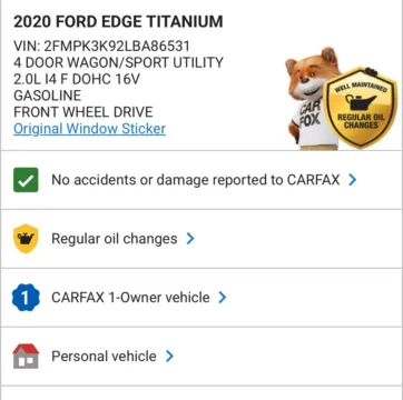 Another view of 2020 Ford Edge Titanium for sale in Carmel, IN at Carmel Auto Gallery