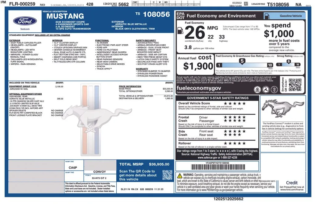 Blue 2026 Ford Mustang for sale in Warrensburg, MO